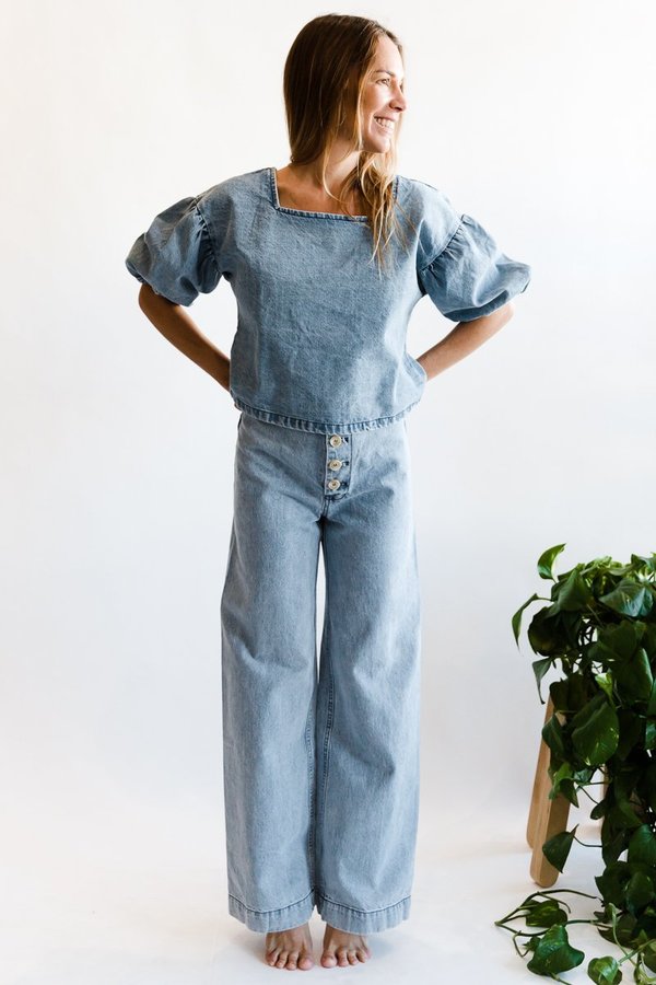 The Odells Sidney Button Front Pant - Cornflower The Odells Sidney Button Front Pant - Cornflower