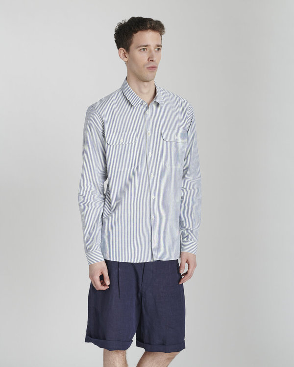 Delikatessen Proper Cotton Shirt - Blue Stripe Delikatessen Proper Cotton Shirt - Blue Stripe