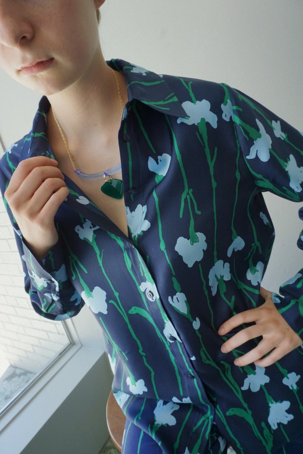 MARIMEKKO SILK BUTTON FRONT SHIRT - VIIVAKUKKA | Garmentory
