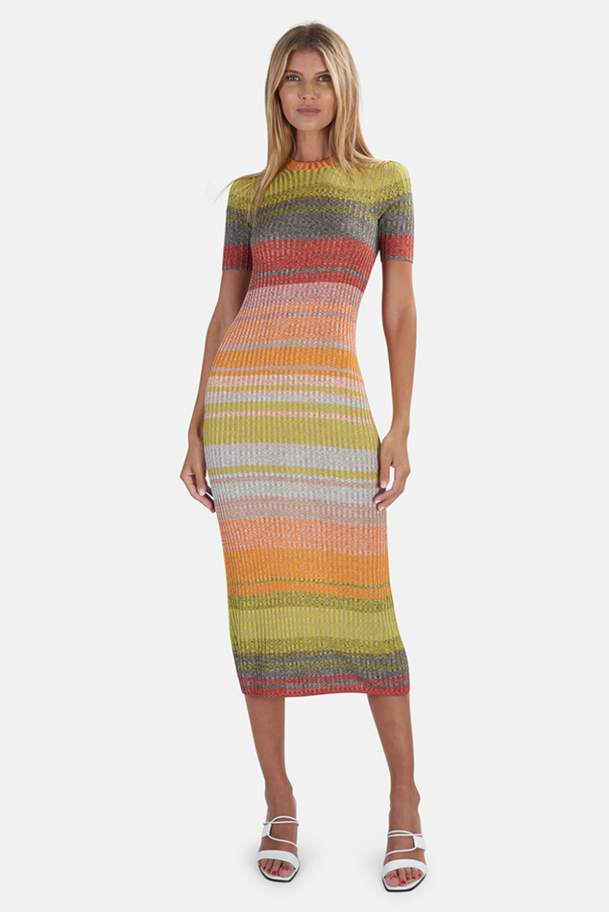 dress knitted green Rouje - DESIREE Dress - Cotton - Fitted almond textured Cotton blend Dress - Vert