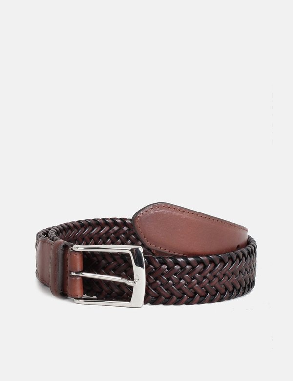 Dents Plaited Leather Belt - Brown Dents Plaited Leather Belt - Brown