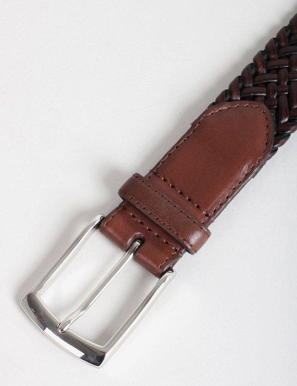 Dents Plaited Leather Belt - Brown Dents Plaited Leather Belt - Brown