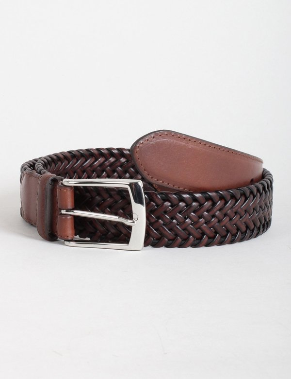 Dents Plaited Leather Belt - Brown Dents Plaited Leather Belt - Brown