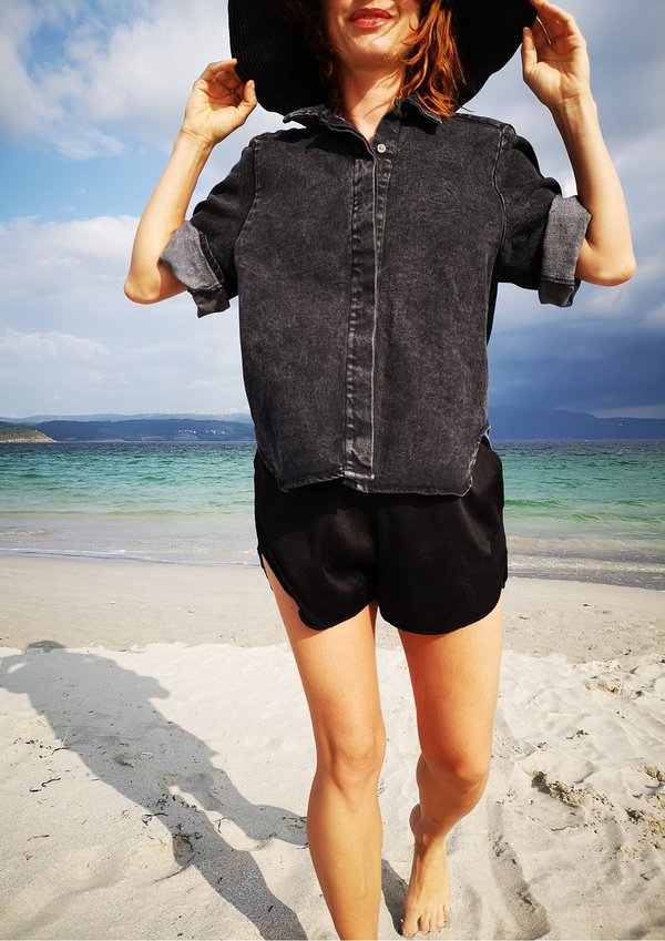 Berenik HIP DENIM BLOUSE - washed black Berenik HIP DENIM BLOUSE - washed black