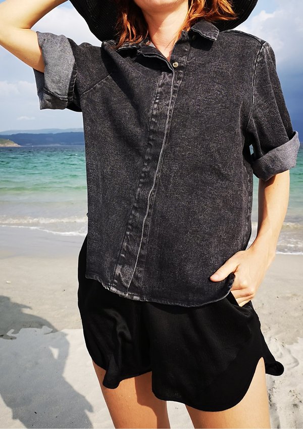 Berenik HIP DENIM BLOUSE - washed black Berenik HIP DENIM BLOUSE - washed black
