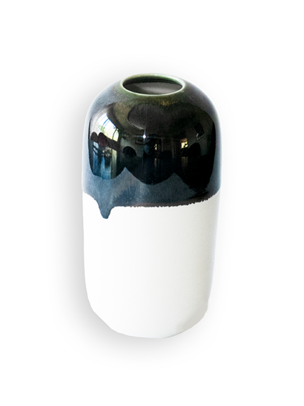 LILITH ROCKETT CERAMICS E Porcelain Bud Vase - Deep Black Green LILITH ROCKETT CERAMICS E Porcelain Bud Vase - Deep Black Green