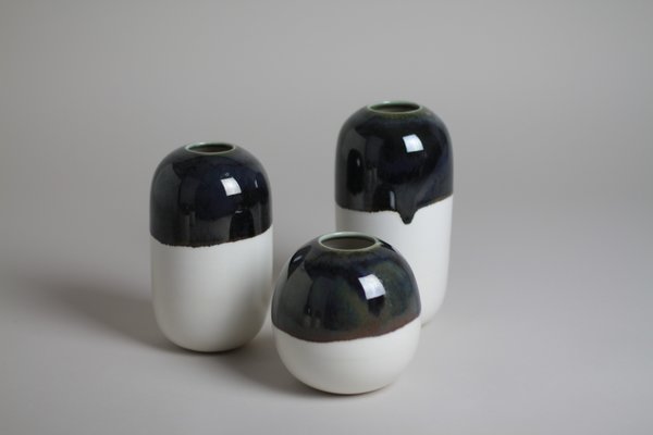 LILITH ROCKETT CERAMICS E Porcelain Bud Vase - Deep Black Green LILITH ROCKETT CERAMICS E Porcelain Bud Vase - Deep Black Green