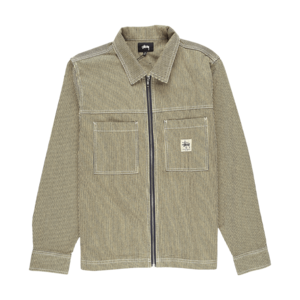 Stussy Overdyed Hickory Long Sleeve Zip Shirt - Yellow | Garmentory