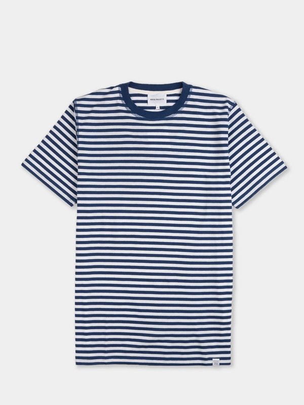 Norse Projects Niels Classic Stripe Short Sleeve - Blue Stripe Norse Projects Niels Classic Stripe Short Sleeve - Blue Stripe