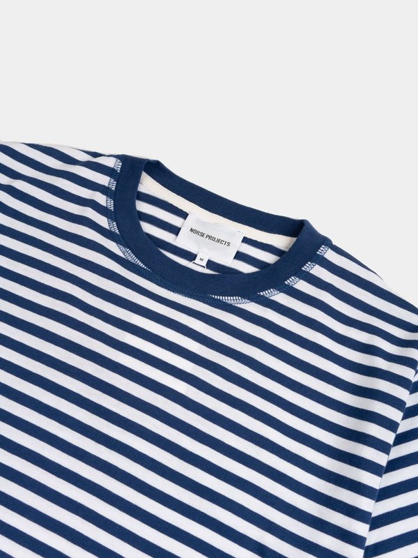 Norse Projects Niels Classic Stripe Short Sleeve - Blue Stripe Norse Projects Niels Classic Stripe Short Sleeve - Blue Stripe
