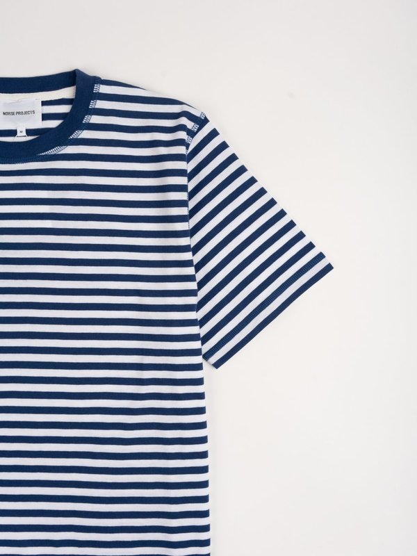 Norse Projects Niels Classic Stripe Short Sleeve - Blue Stripe Norse Projects Niels Classic Stripe Short Sleeve - Blue Stripe
