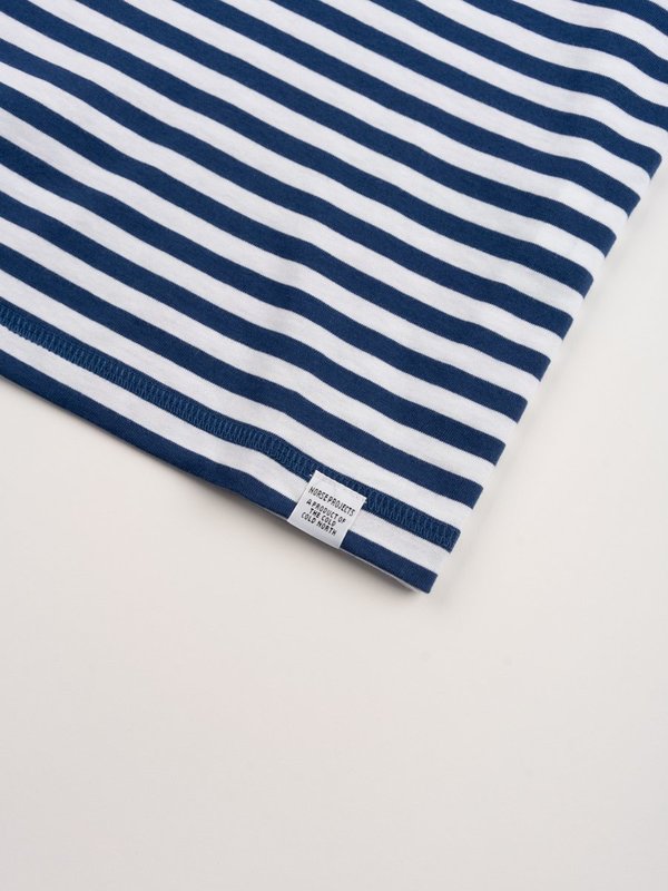 Norse Projects Niels Classic Stripe Short Sleeve - Blue Stripe Norse Projects Niels Classic Stripe Short Sleeve - Blue Stripe