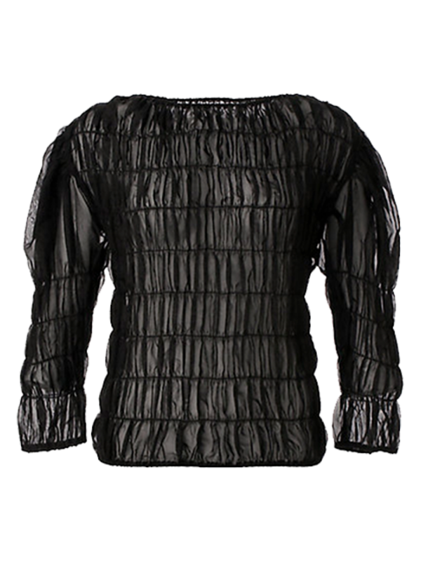 AKIRA NAKA Fey Sheer Shirred Pullover - Black AKIRA NAKA Fey Sheer Shirred Pullover - Black