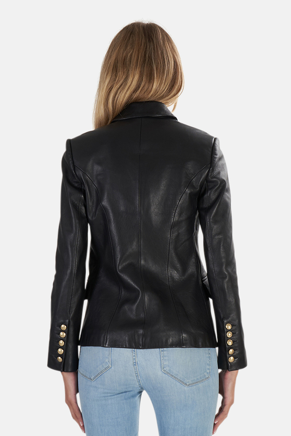 L'Agence Kenzie Double Breasted Leather Blazer - Black L'Agence Kenzie Double Breasted Leather Blazer - Black