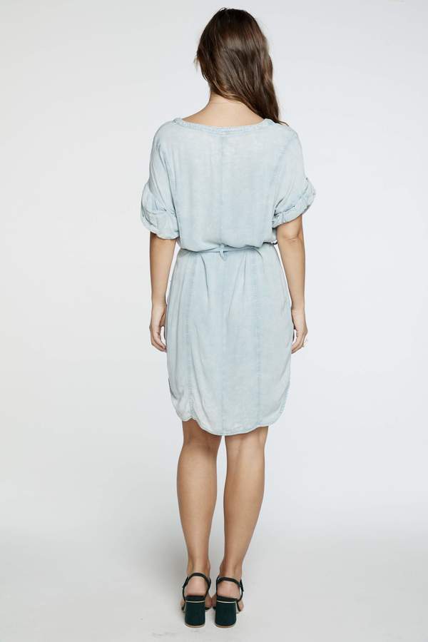 Chaser LA Rolled Sleeve Dress - Powder Blue Chaser LA Rolled Sleeve Dress - Powder Blue