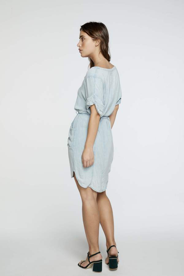 Chaser LA Rolled Sleeve Dress - Powder Blue Chaser LA Rolled Sleeve Dress - Powder Blue