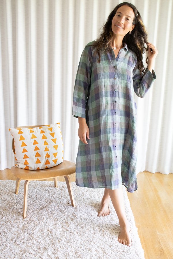 Eka Bougainvilla Dress - Green Multi Colored Checks Eka Bougainvilla Dress - Green Multi Colored Checks
