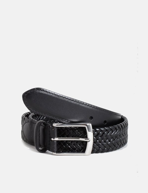 Dents Plaited Leather Belt - Black Dents Plaited Leather Belt - Black