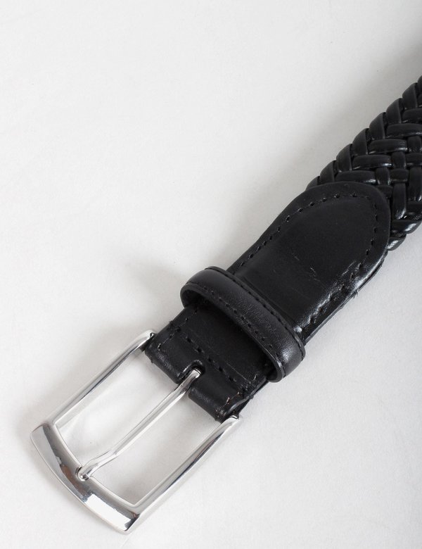 Dents Plaited Leather Belt - Black Dents Plaited Leather Belt - Black