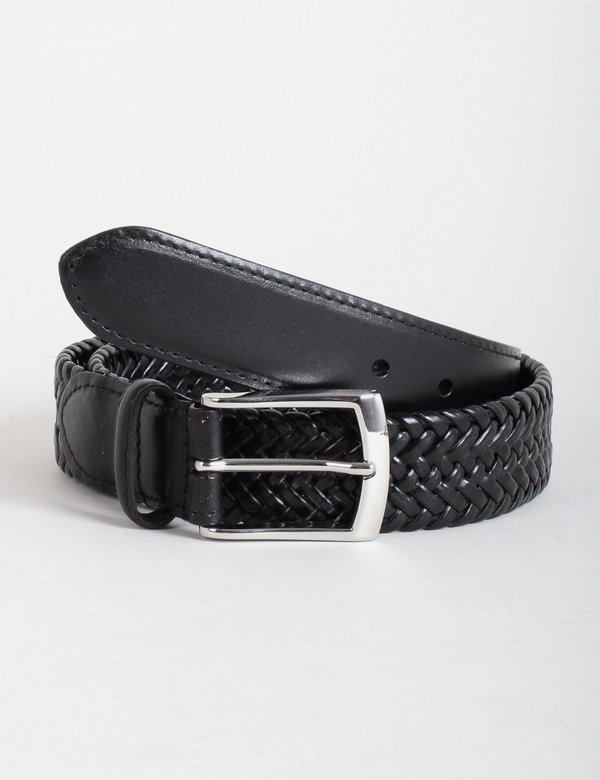 Dents Plaited Leather Belt - Black Dents Plaited Leather Belt - Black