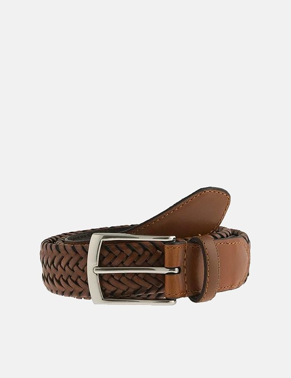 Dents Plaited Leather Belt - Tan Dents Plaited Leather Belt - Tan