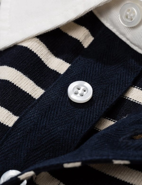 Norse Projects Ruben Compact Cotton Polo Stripe - Navy Blue Norse Projects Ruben Compact Cotton Polo Stripe - Navy Blue