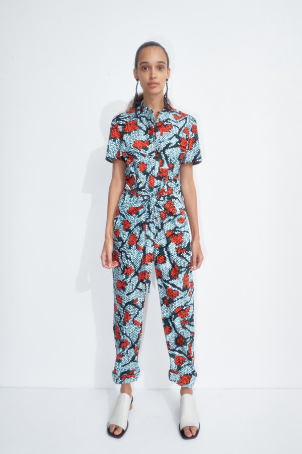 red cotton jumpsuit