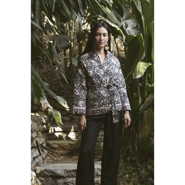 Natalie Martin Nina Jacket w/ Sash - Vintage Flowers Midnight Natalie Martin Nina Jacket w/ Sash - Vintage Flowers Midnight