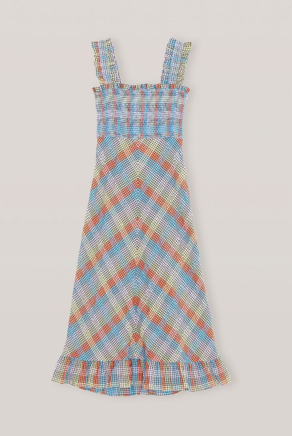chinese dress ladies Seersucker Check Dress in Persian Violet  SVRN