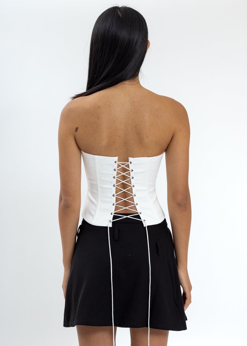 Danielle Guizio Satin Corset - White