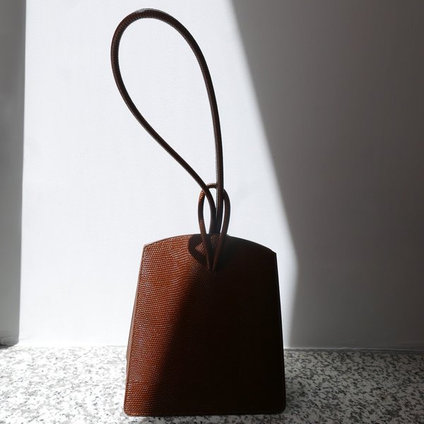LITTLE LIFFNER Loop Bag - Lizard Embossed Calf Dark Brown | Garmentory
