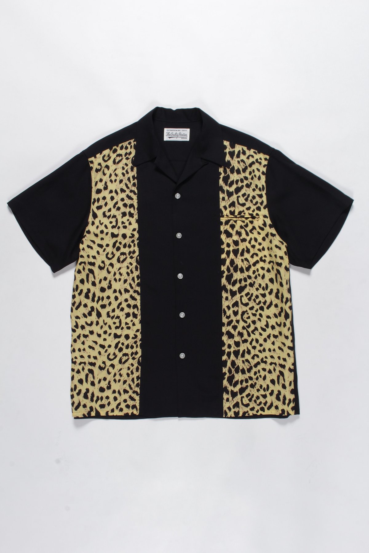 トップス WACKO MARIA BLACK FLAME PATTERN BUTTON M WACKO-MARIA--Leopard-Two-Tone-