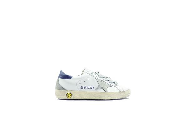 Kids Golden Goose Superstar Sneaker - White/Dark Blue Cream Sole Kids Golden Goose Superstar Sneaker - White/Dark Blue Cream Sole