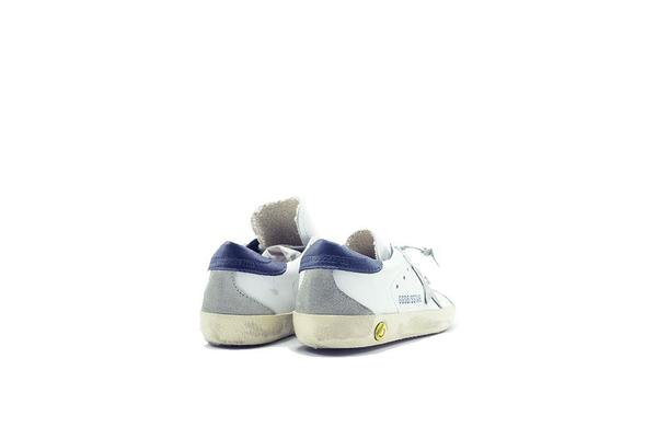 Kids Golden Goose Superstar Sneaker - White/Dark Blue Cream Sole Kids Golden Goose Superstar Sneaker - White/Dark Blue Cream Sole