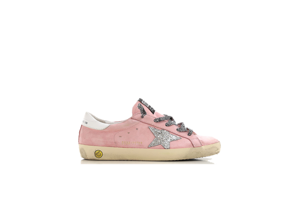 Kids Golden Goose Superstar Sneakers - Pink Nabuk/Glitter Star Kids Golden Goose Superstar Sneakers - Pink Nabuk/Glitter Star