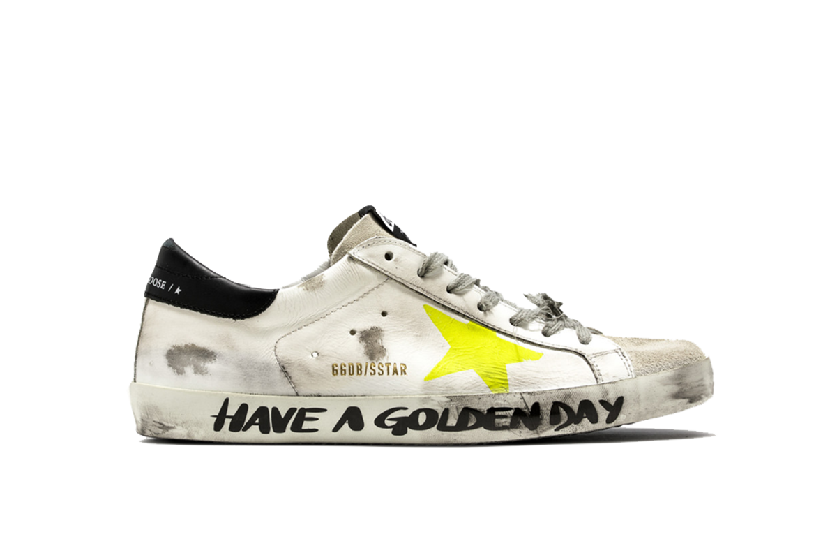 Golden Goose Superstar Leather Sneakers - White/Yellow  display picture 2