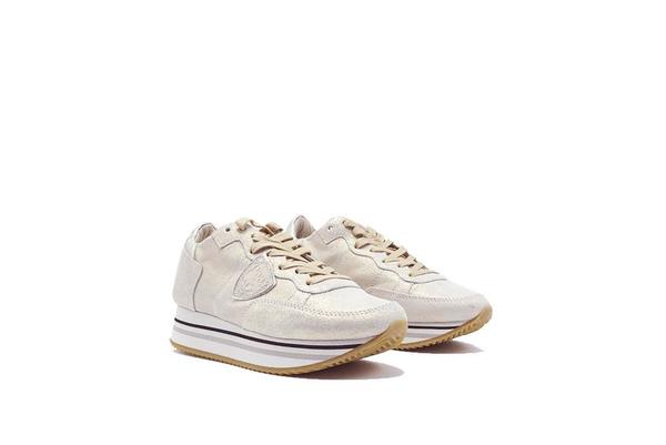 Philippe Model Tropez Metallic Suede Sneaker - Platinum Philippe Model Tropez Metallic Suede Sneaker - Platinum