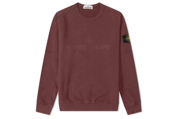 Stone Island Garment Dyed Long Sleeve Intarsia Logo Sweat Rose