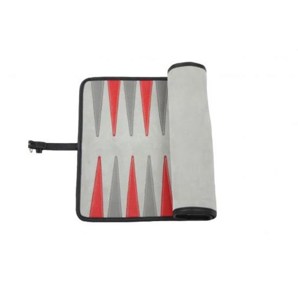 Hector Saxe Paris VICTOR TRAVEL LEATHER/VELVET BACKGAMMON - GREY Hector Saxe Paris VICTOR TRAVEL LEATHER/VELVET BACKGAMMON - GREY