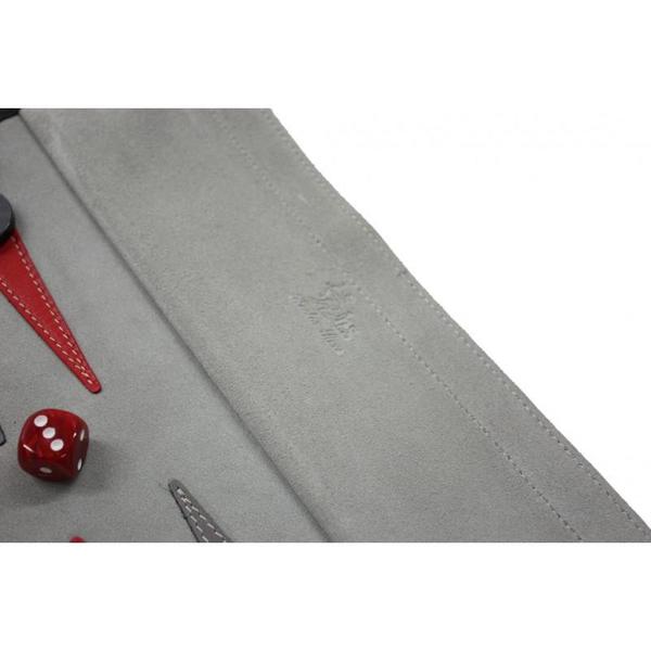 Hector Saxe Paris VICTOR TRAVEL LEATHER/VELVET BACKGAMMON - GREY Hector Saxe Paris VICTOR TRAVEL LEATHER/VELVET BACKGAMMON - GREY