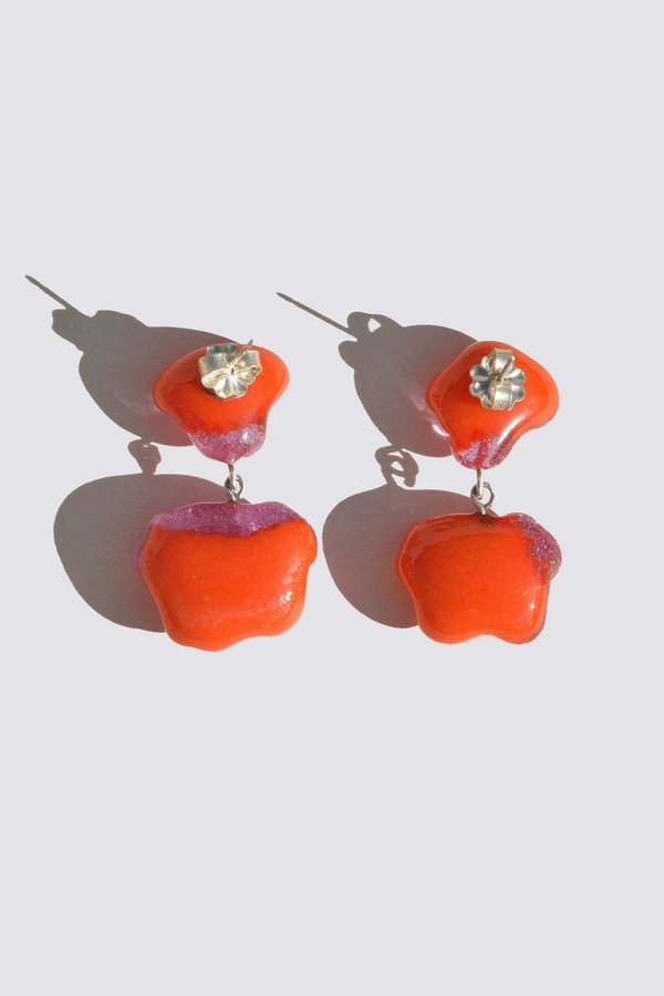 Leigh Miller Glass Rope Earrings - Cayenne/Lavender Leigh Miller Glass Rope Earrings - Cayenne/Lavender