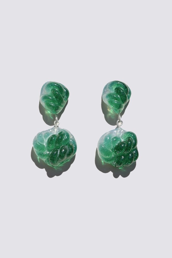 Leigh Miller Emerald and Opal Glass Rope Earrings Leigh Miller Emerald and Opal Glass Rope Earrings