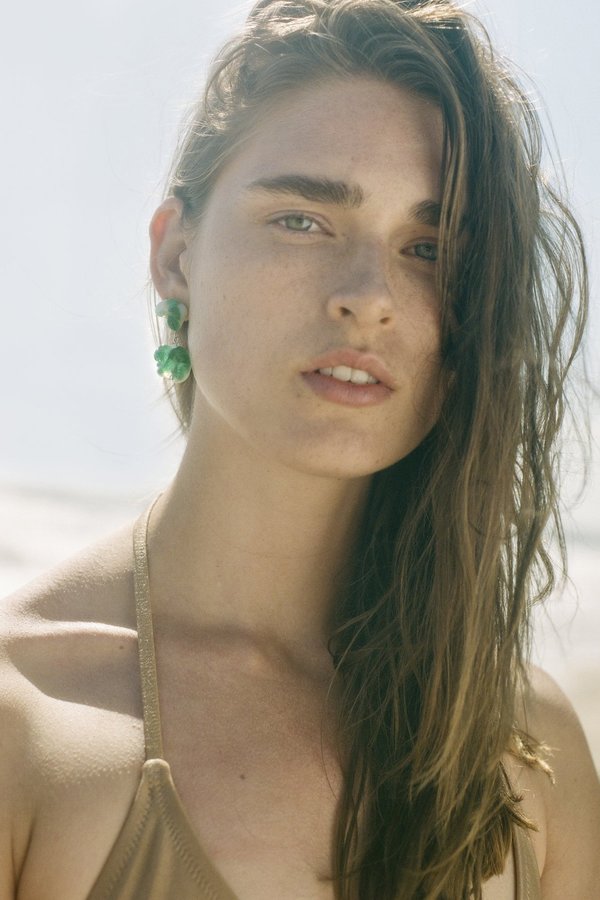 Leigh Miller Emerald and Opal Glass Rope Earrings Leigh Miller Emerald and Opal Glass Rope Earrings