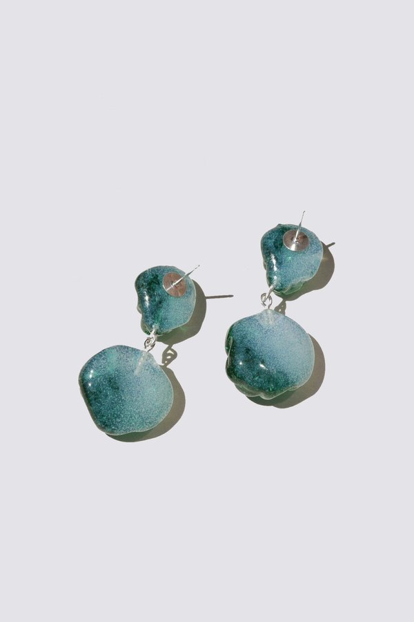 Leigh Miller Emerald and Opal Glass Rope Earrings Leigh Miller Emerald and Opal Glass Rope Earrings