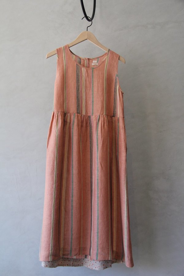 Eka Striped Linen Florence Dress - Orange Eka Striped Linen Florence Dress - Orange