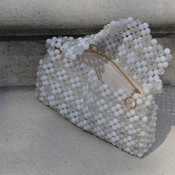 Kintsugi Beaded Bag - White/Clear Kintsugi Beaded Bag - White/Clear