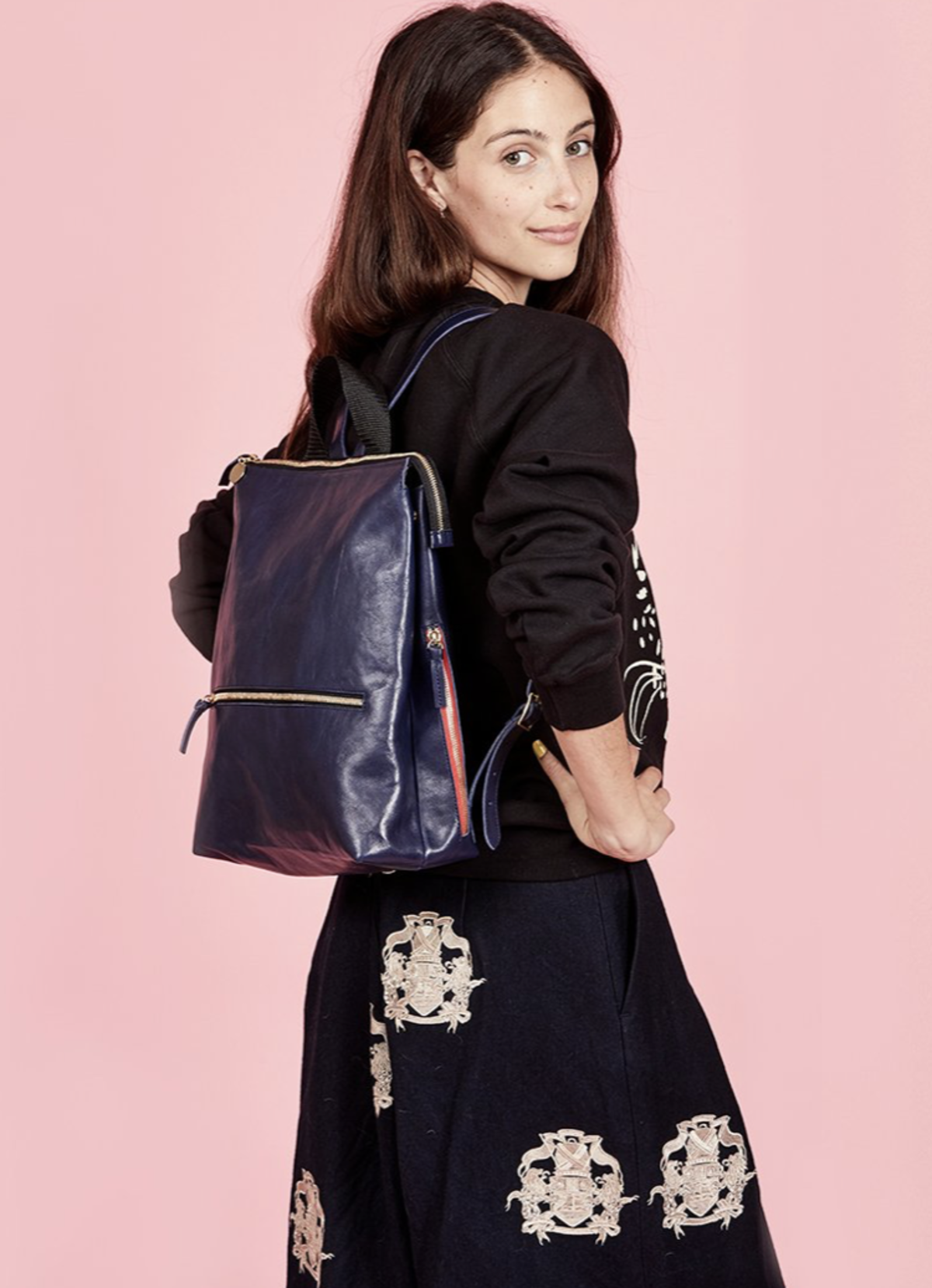 Clare V Remi Backpack Navy Perforated Leather - rare! Remi Backpack – Clare V main image 4