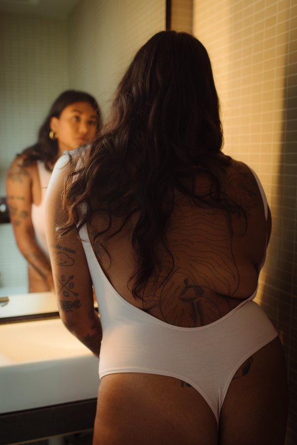 Mary Young Backless Thong Bodysuit - Milkshake Mary Young Backless Thong Bodysuit - Milkshake