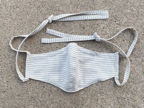 Tony Shirtmakers Japanese Linen Face Mask - Oatmeal Tick Stripe Tony Shirtmakers Japanese Linen Face Mask - Oatmeal Tick Stripe
