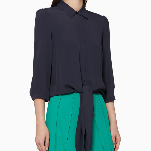 Marella Dalila Tie-front Silk Shirt - Midnight Blue Marella Dalila Tie-front Silk Shirt - Midnight Blue